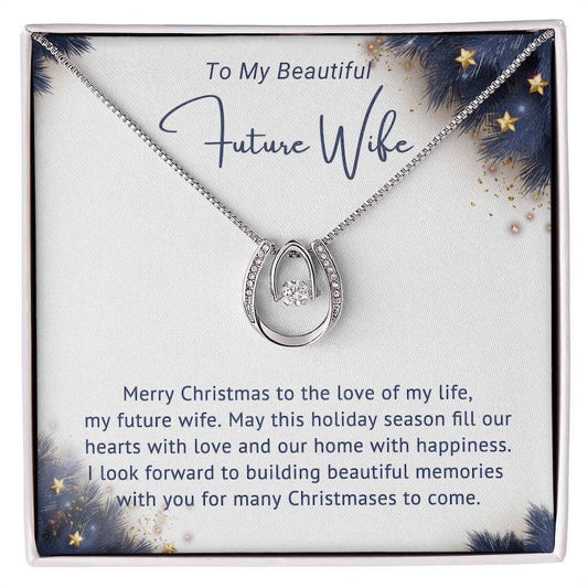 To My Beautiful Future Wife Lucky in Love Necklace Valentine Gift Gift for Her Lovers Birthday Gift for Girlfriend