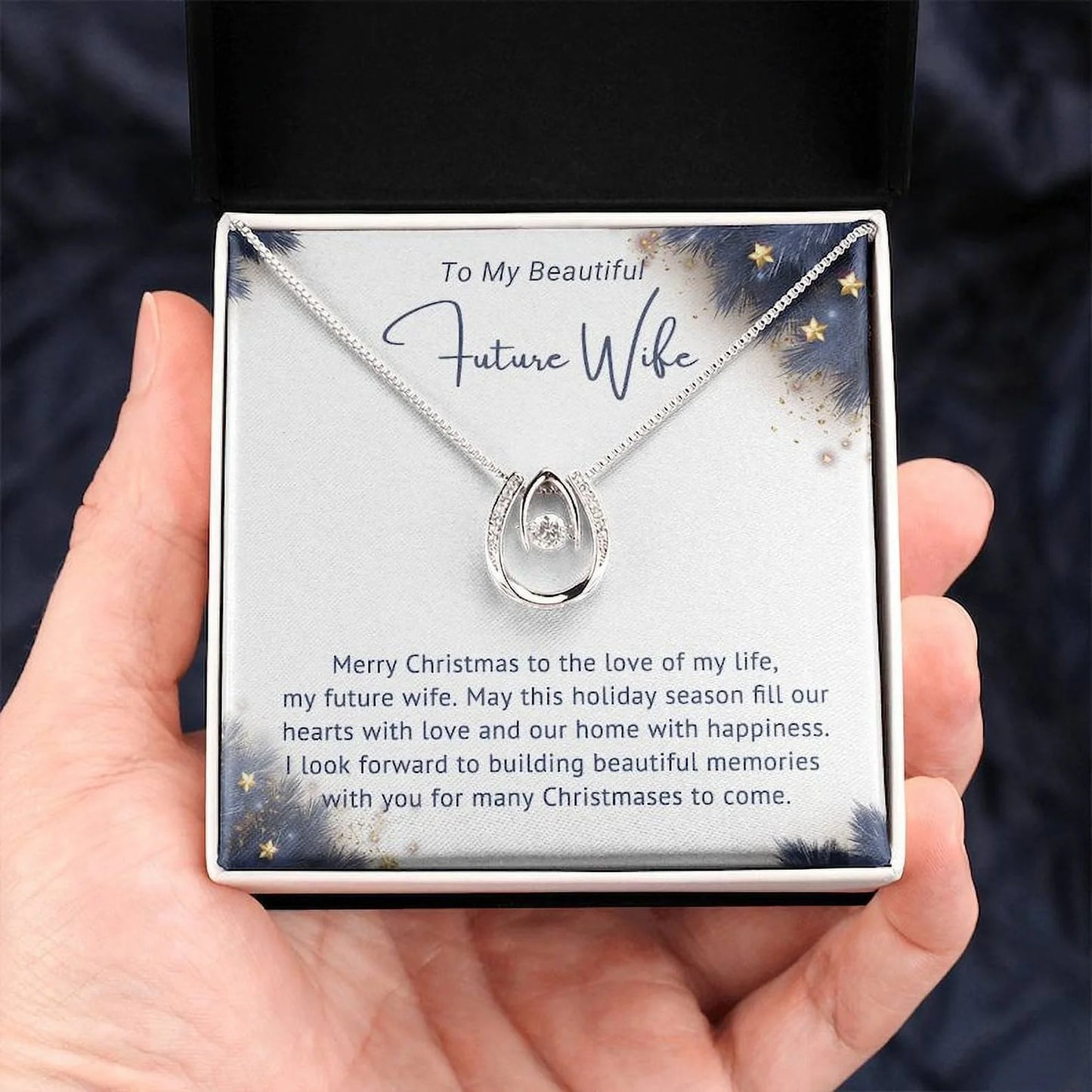 To My Beautiful Future Wife Lucky in Love Necklace Valentine Gift Gift for Her Lovers Birthday Gift for Girlfriend