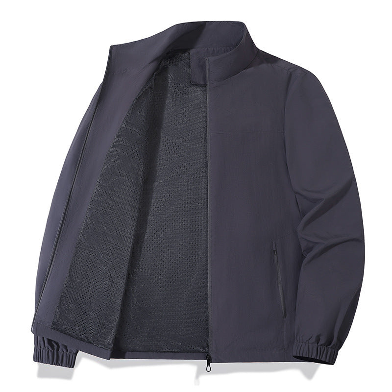 Large Size Men's Casual Jacket Stand Collar Zipper Windproof