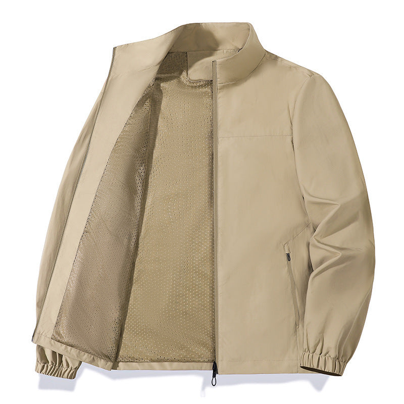 Large Size Men's Casual Jacket Stand Collar Zipper Windproof